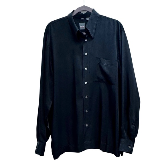 HAUPT BLACK W CONTRASTING STITCHING LONG SLEEVE BUTTON UP SHIRT - Picture 4 of 9